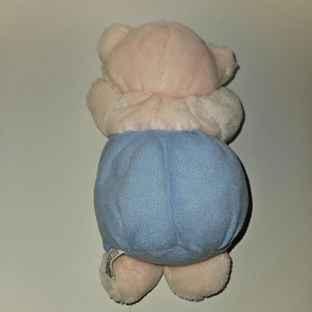 VTG America Wego Pink Teddy Bear Plush Blue Overalls 8